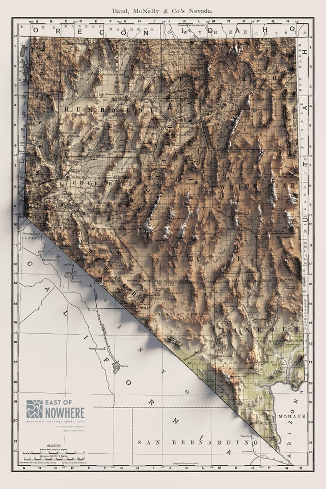 Topographic map of Nevada
