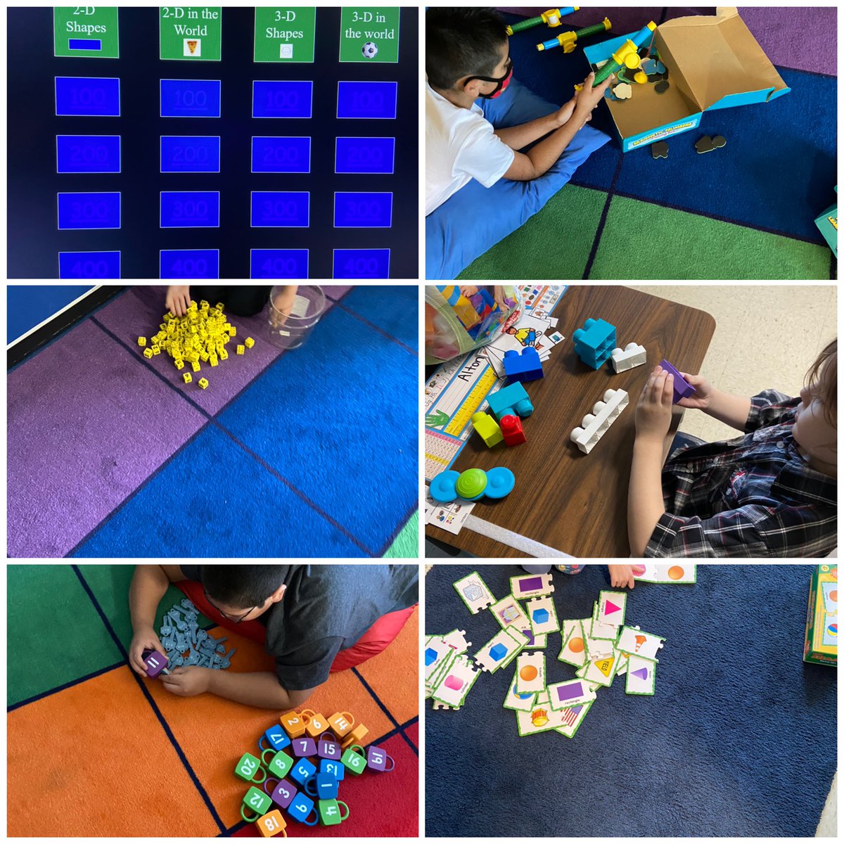 Peanut25's tweet photo. Shapes jeopardy then math centers! Math was fun today ❤️ #ALEROCKS @NISDMoraES https://t.co/ySqlUI0D36