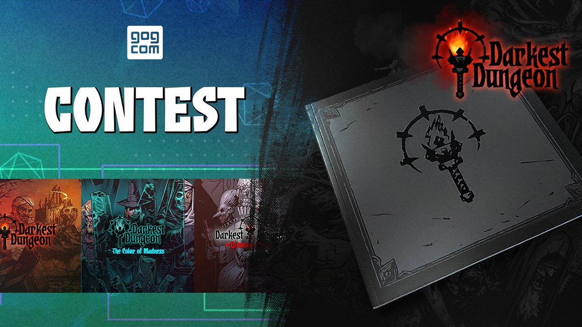 Join our <a href="/DarkestDungeon/">Darkest Dungeon</a> Contest!

💀 Tell us what you like about roguelikes
🔥 Use #GOGxDarkestDungeon
⚔️ RT &amp; follow <a href="/GOGcom/">GOG.COM</a>

Best 20 answers win the game with all DLCs and the top 3 will also receive the official art book ✨