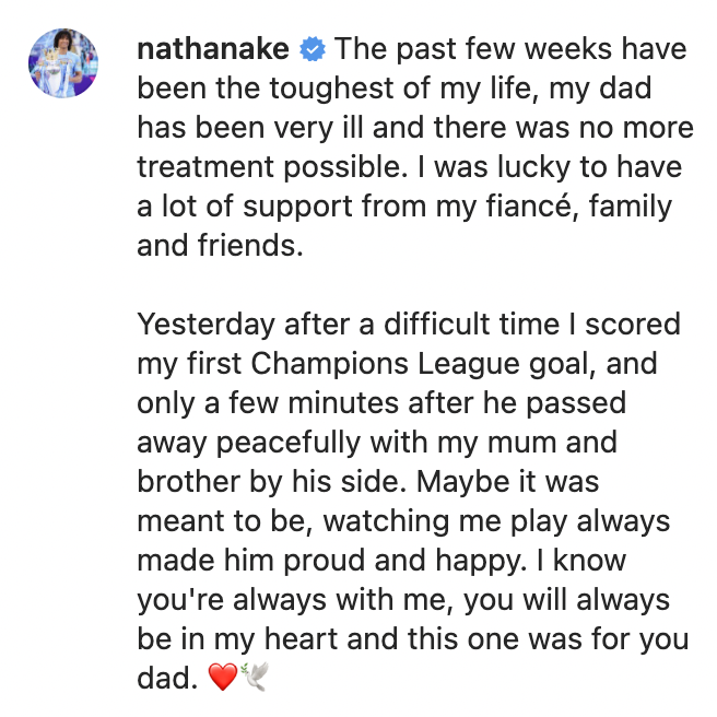 HLTCO's tweet image. What a heartbreaking but beautiful post from Nathan Ake. RIP.