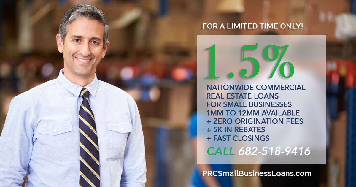 Happy #SmallBusinessWeek <a href="/PrcLoan/">PRC Small Business Loans for Real Estate</a> is offering small business owners 1.5% financing for a very limited time. Visit prcsmallbusinessloans.com/loans/ to apply for 1.5% financing for the first 12 months to help you get back on your feet. Call 682-518-9416 for help.

#SmallBusinesses #loans