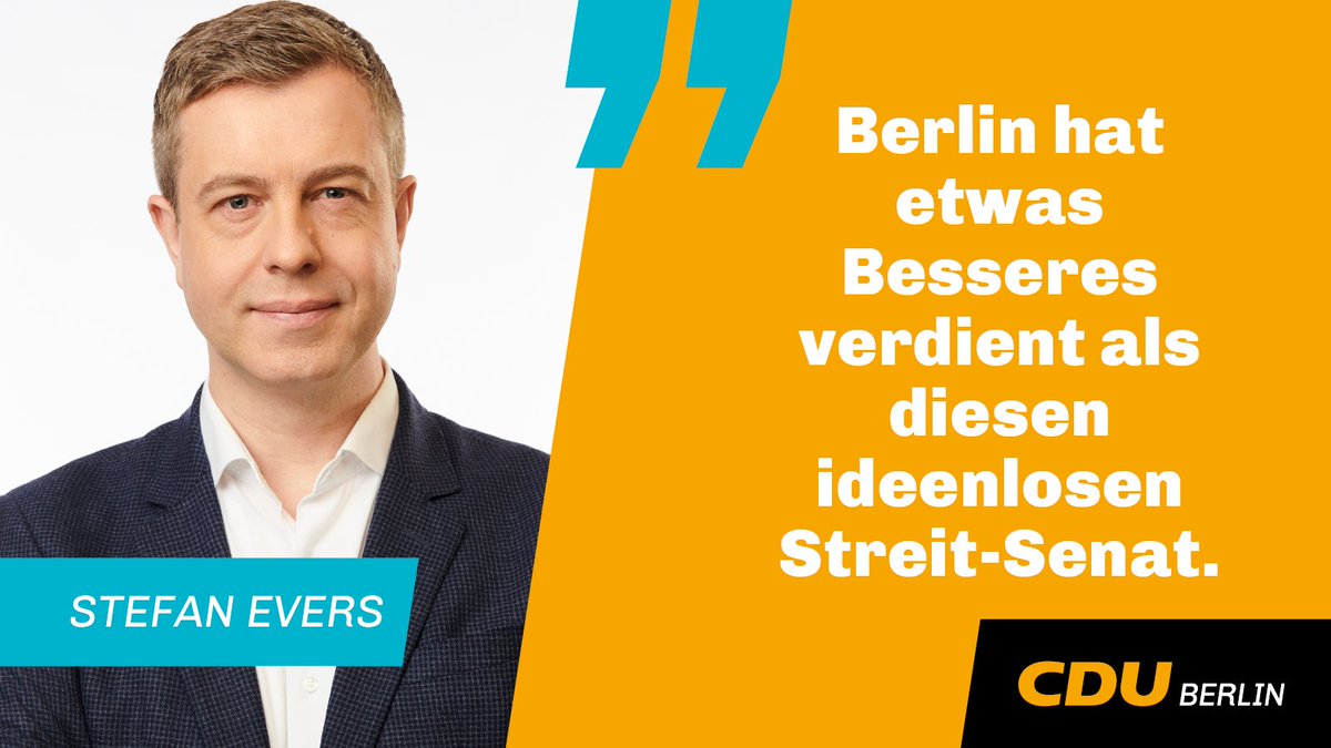 💯@BerlinGestalter: Wer kein rot-rot-grünes ‚Weiter so‘ möchte, wer einen #Senat möchte, der die Probleme anpackt, der muss am 26.09. den echten #Neustart wählen. Einen solchen Neustart für #Berlin gibt es nur mit der #CDU und @kaiwegner. #bereitfürmehr