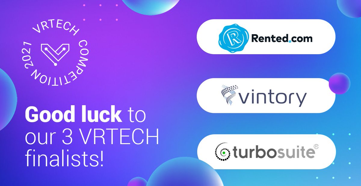 Good luck to our three VRTECH finalists Rented, Vintory and Turbosuite who are going on stage NOW at the Vacation Rental World Summit!

Join our community to stay tuned with updates!  bit.ly/3EqmMcI