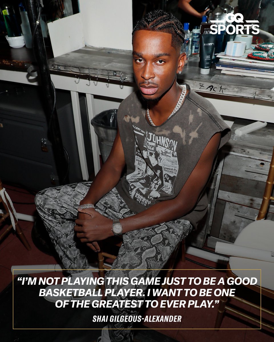 During New York Fashion Week, Shai Gilgeous-Alexander (@shaiglalex) told GQ's @TylerRickyTynes that he wants to be one of the best point guards of all time gq.mn/wDtBIhk