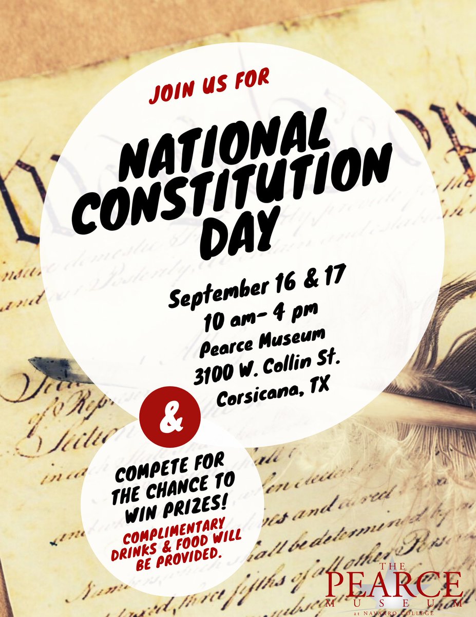 PearceMuseum's tweet photo. Come by the Pearce for your chance to win some prizes! #navarrocollege #constitutionday #trivia https://t.co/TAhkQMdm2v