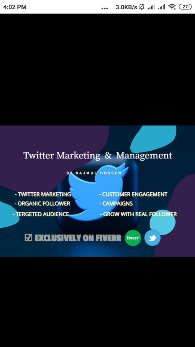 nhmunnna's tweet photo. Hi! i am professional digital marketer.i will do Twitter marketing, if you need to grow organic your personal or business account. you can contact me.
fiverr username :@nhmunnna https://t.co/OeiuB64j2l