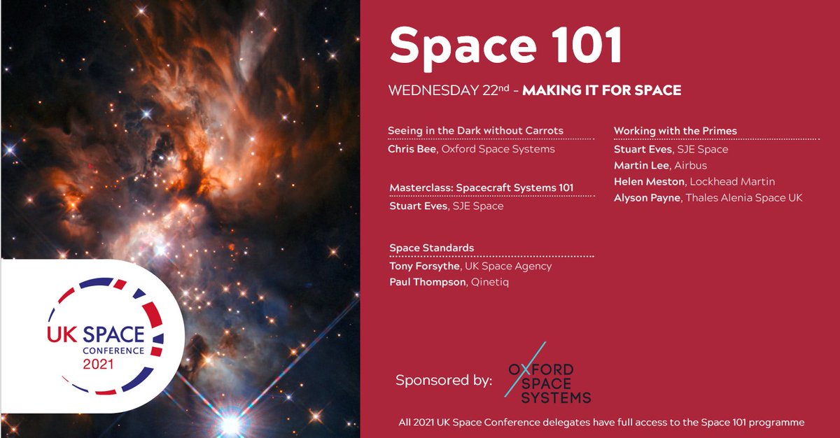 ukspaceconf's tweet photo. Starting next Monday & running all week - a week before the main #UKSC2021 Space Conference - is Space 101! All conference registered delegates can attend🚀
WEDNESDAY 22.09 FOCUS - "Making it for Space" #space101🙌
Sponsor: @OxfordSpace
Register now: https://t.co/FBrXNZKzhP https://t.co/ud3Elg1D8X