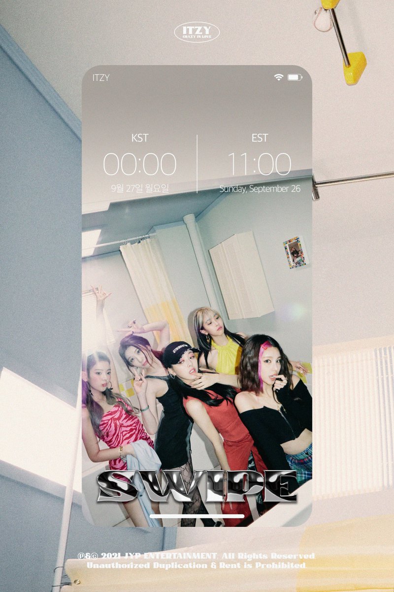 ITZY The 1st Album
<CRAZY IN LOVE>

"SWIPE" Concept Image #2

💟 TITLE TRACK "LOCO"
💟 2021.09.24 FRI 1PM (KST) | 0AM (EST)
 
<CRAZY IN LOVE> Pre-orders
orcd.co/crazyinlove
 
#ITZY #있지 <a href="/ITZYofficial/">ITZY</a>
#MIDZY #믿지
#CRAZYINLOVE
#LOCO
#ITZYComeback