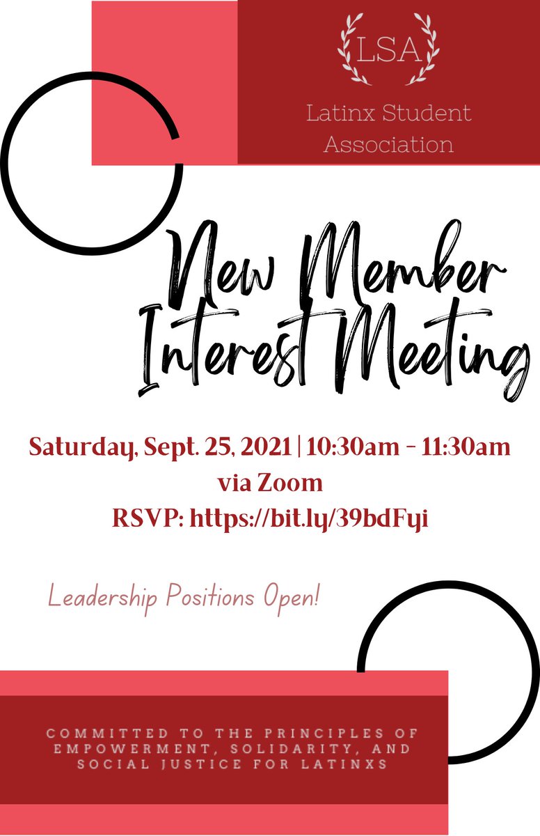 Join LSA next Saturday! Sept. 25 @ 10:30am via zoom. New, current, prospective members welcome! RSVP for zoom link: bit.ly/39bdFyi or dm for more info! cc: <a href="/UH_SocialWork/">UH Graduate College of Social Work</a>