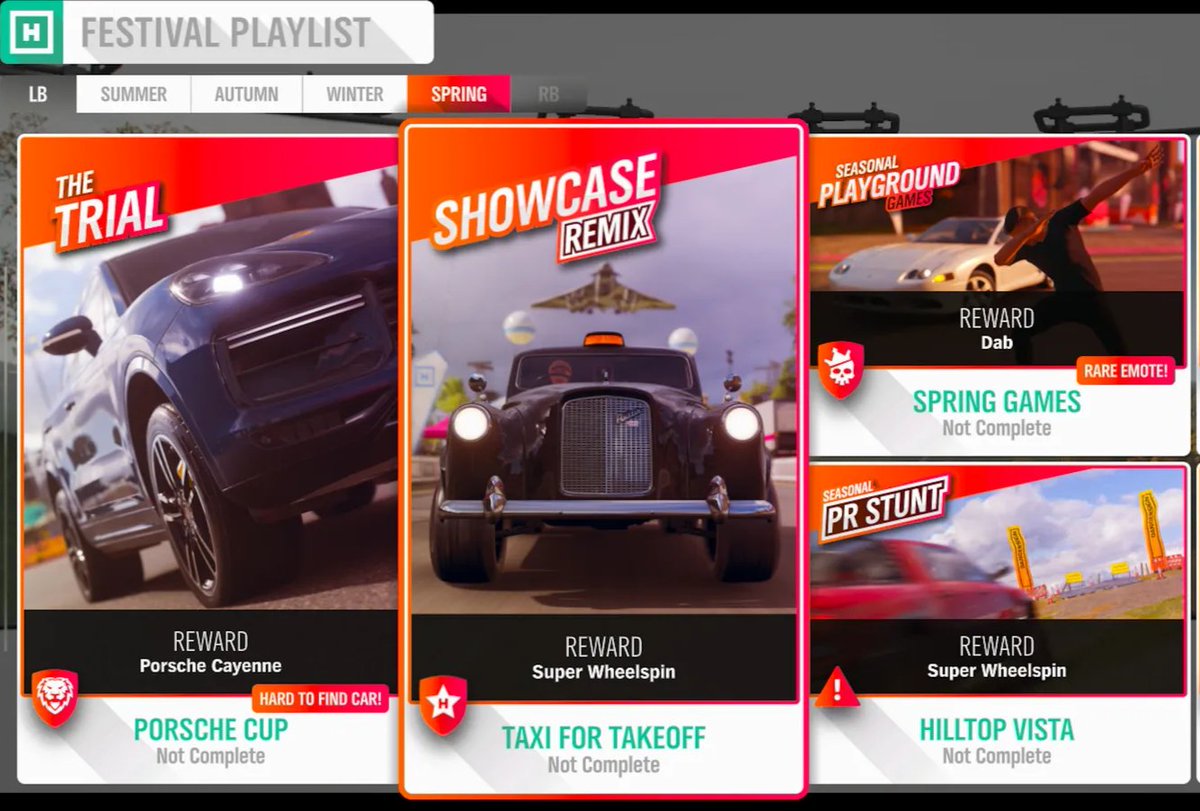 ForzaHorizon5UK's tweet photo. Series 39 - Spring
5 existing cars
Photo Challenge #MillingAround
Spring playlist with events to complete!
Trial, PGG & PRs
Showcase Remix (Taxi for Takeoff)
Weekly Forzathon Event (Any Modern Sports)
S39 rewards;
50% - Backstage Pass
80% - Porsche 356 RSR
#Forza #H4FB #FH4 https://t.co/TrmwZdNZRv