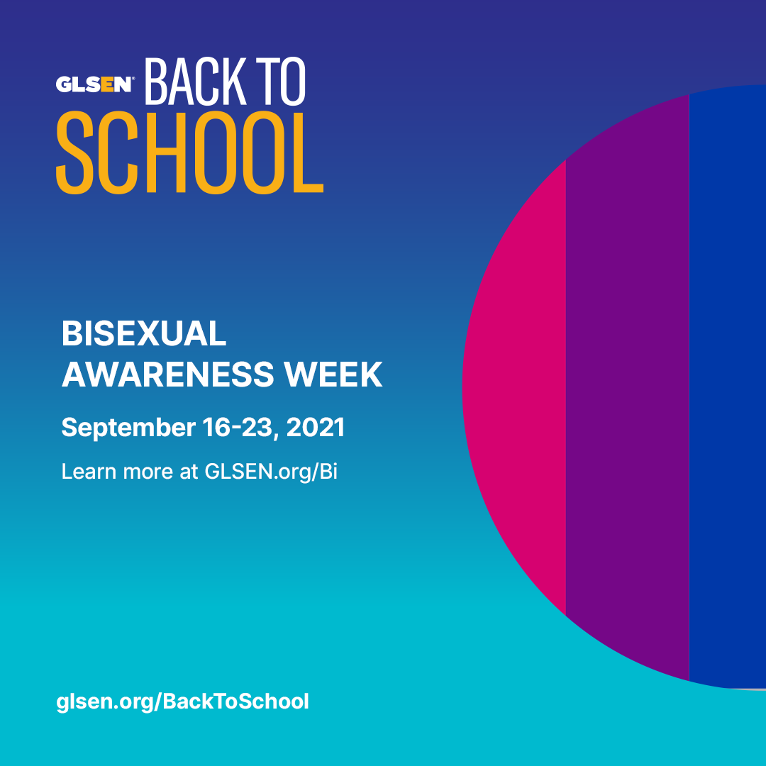 GLSEN's tweet photo. Today is the first day of Bisexual Awareness Week! 💗💜💙

Although we dedicate this week to celebrating the #bisexual community, especially bi youth, we continue to honor and uplift their stories all year round. https://t.co/3e69TwHJB8
