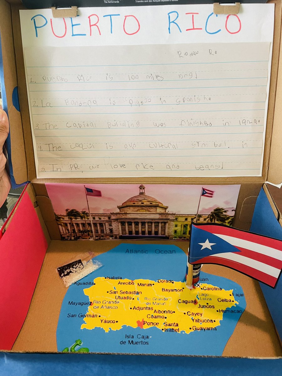 MrsRoop1's tweet photo. It’s Hispanic Heritage month! My son completed his project on Puerto Rico 🇵🇷 He loved learning more about his dads birthplace ❤️ @PalmSprings0651 @MsEstherRivera @alexandriayala #coqui #islandlife #PRflag https://t.co/p89ohGBMWg