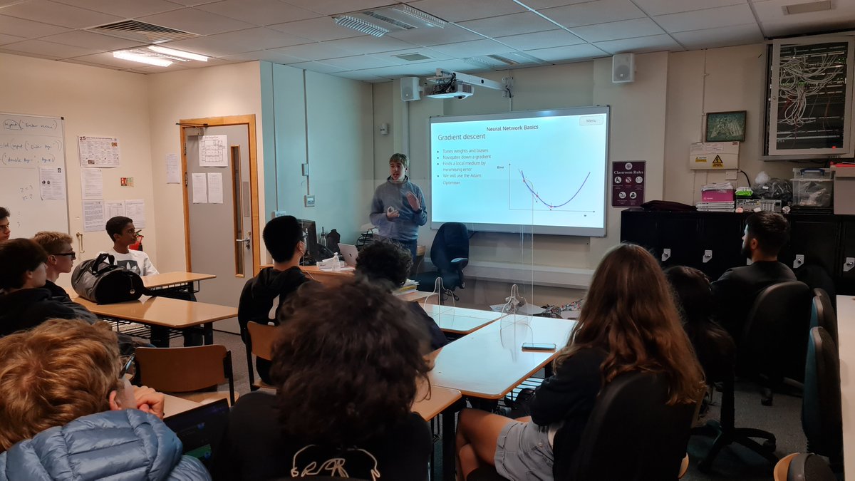 A.I. Society was well attended this week as one of our leading Sixth Former’s delivered an outstanding talk on what neural networks are and how they are used in machine learning. <a href="/UCShampstead/">UCS Hampstead</a> #machinelearning #computerscience