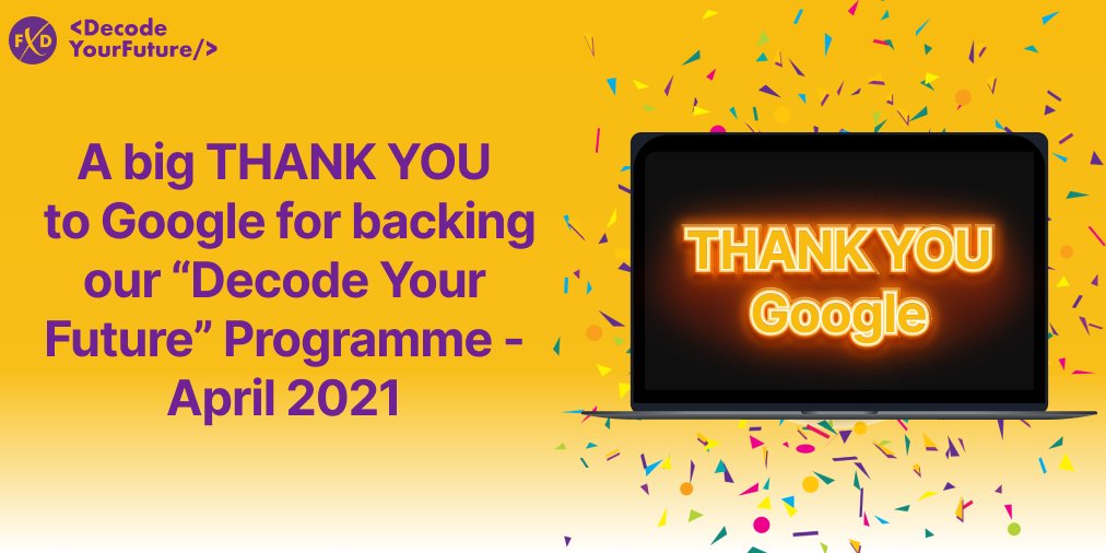 fruitionxsocial's tweet image. A huge thank you to Google for supporting our project and backing our &amp;lt;Decode Your Future&amp;gt; program to be delivered worldwide 💻🌎🎉
 
#FruitionX #DecodeYourFuture #Coding #Development #Sport #Tech #Student #Course #Program #International #Youth #Training #FXD #FXT #Google