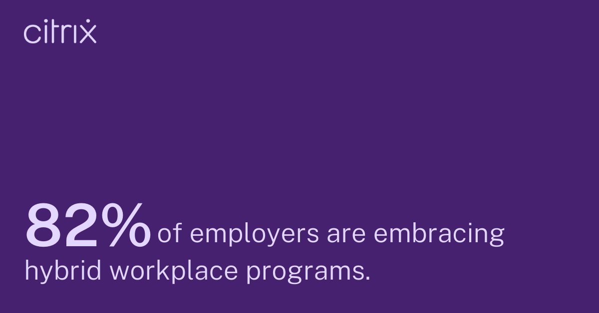 NetScaler's tweet image. Remember the days when #hybridwork was considered an exception?

With 82% of employers embracing flexible work programs, fast and secure access to apps is a must-have. Here&apos;s how we can help. buff.ly/3trdyrH
