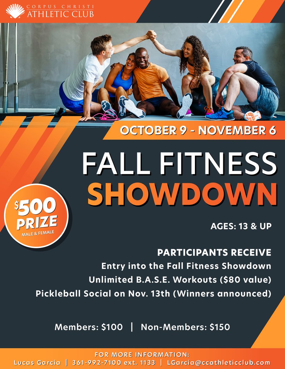 ccathleticclub's tweet photo. It's about that time again. Our next challenge, "Fall Fitness Showdown," begins October 9th. Register today!💪
#ccacstrong https://t.co/1GJzfq5iX1
