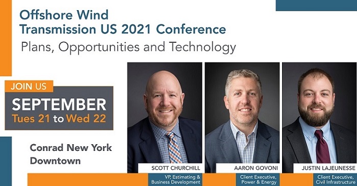 ARE YOU ATTENDING? The BOND Civil & Utility team looks forward to connecting in-person at the Offshore Wind Transmission US 2021 Conference! Join them from September 21-22, 2021.  
Register today: bit.ly/OWTUS2021 
#BONDinForce #UsOffshoreWind