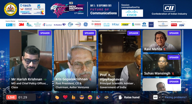 It is time to democratize research: Prof <a href="/kvijayraghavan/">K. VijayRaghavan</a>;sums up an good discussion on Reimagining #RnD in a hybrid, connected, post #Pandemic world at CII #IndiaInnovationSummit,  Suhas Mansingh, VP, Engg,Cisco <a href="/suhascisco/">Suhas Mansingh</a>, Prof Rajesh Sundaresan <a href="/iiscbangalore/">IISc Bangalore</a> <a href="/PrinSciAdvGoI/">Principal Scientific Adviser, Govt. of India</a>