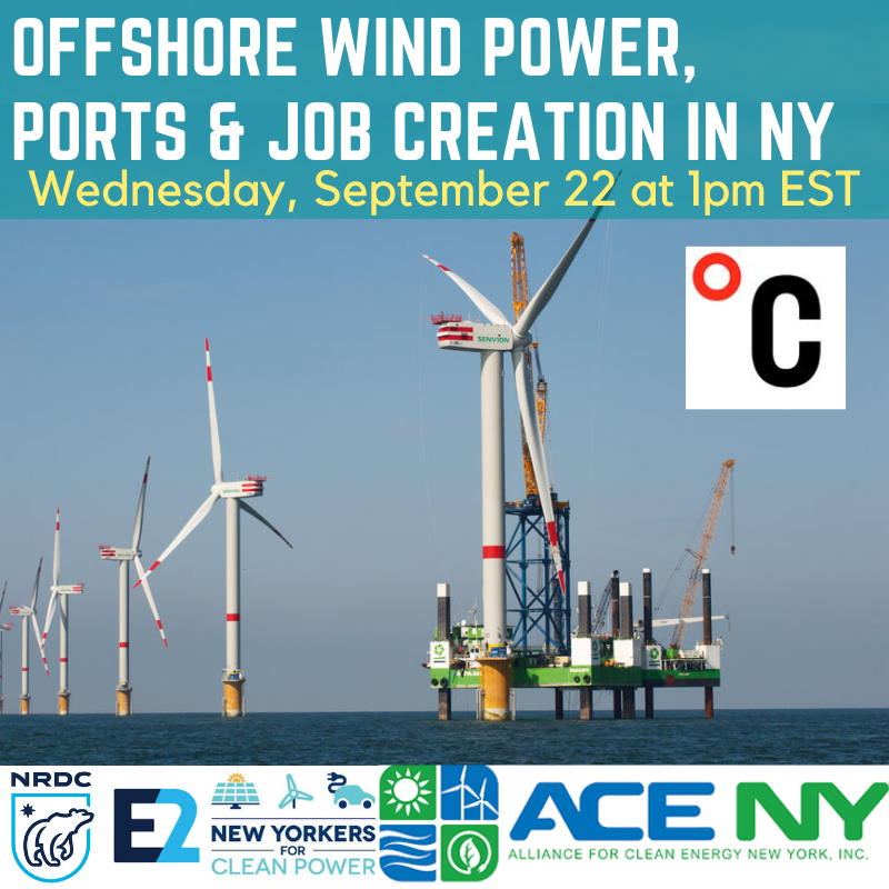 ACE_newyork's tweet photo. JOIN US! "#OffshoreWind, Ports, and Job Creation in New York!" During #ClimateWeekNYC Sept. 22 1-2 ET, co-hosted w/ @NYforCleanPower @e2org @NRDC_Climate Registration Open: https://t.co/FoLhvWNW3V https://t.co/agICBHnZoK