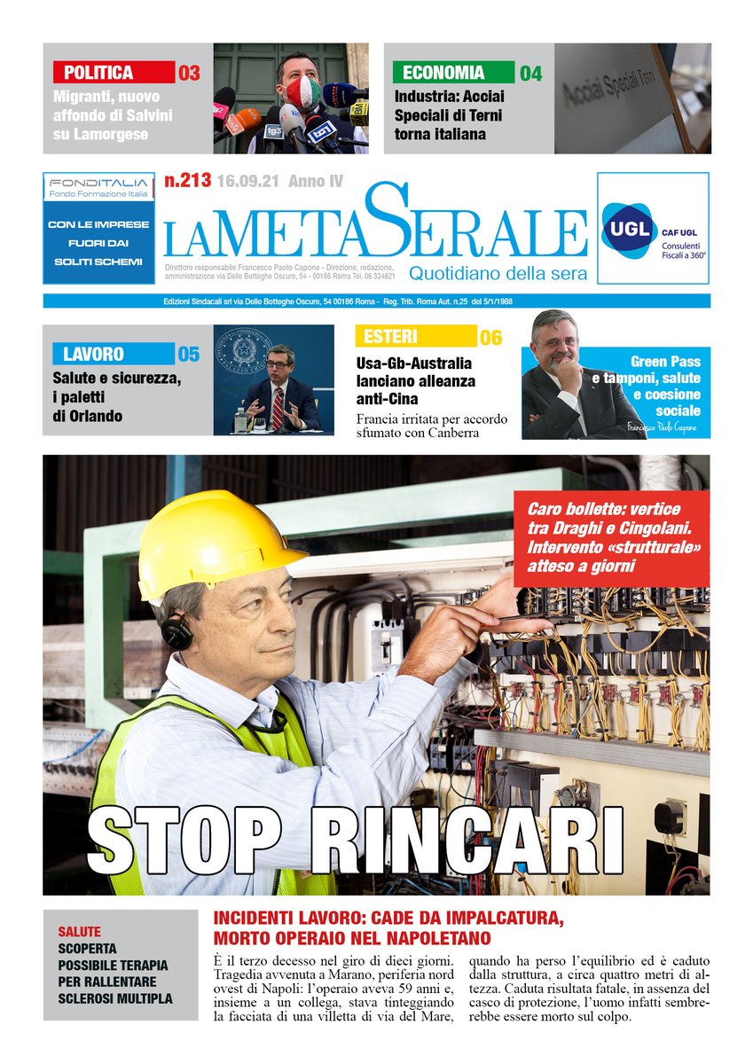 LA META SERALE
Scarica\Leggi tutto il quotidiano qui ⤵️
uglnews.voxmail.it/rsp/pv8k4a/con…