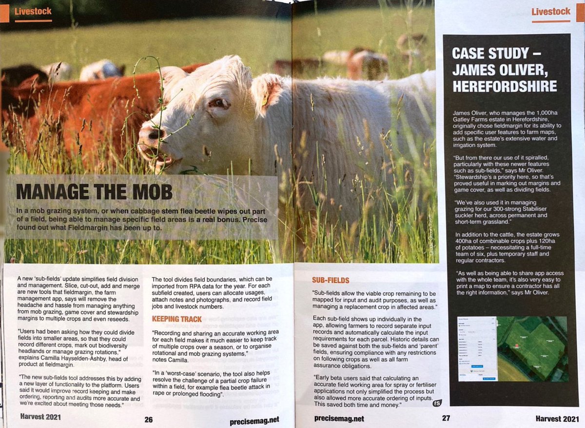 Great piece in the latest issue of Precise about our new sub-fields feature and how it can be used for managing #mobgrazing, multiple crops and stewardship areas. #agtech #farmmapping