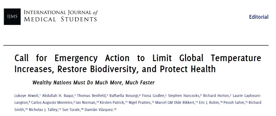 TheIJMS's tweet photo. "Call for #Emergency Action to Limit Global #Temperature Increases, Restore #Biodiversity, and Protect Health"

Wealthy Nations Must Do Much More, Much Faster
#climatechange 

https://t.co/M0IX1QH1EF https://t.co/ZemqjOtx5O