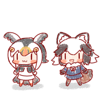 「パフィンちゃんとたぬき 」|🍮青犬㍑㌍🍩のイラスト