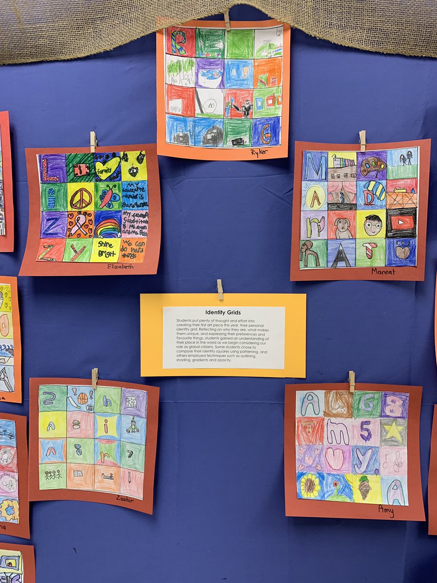 AngelaDepner's tweet photo. To begin to situate ourselves as global citizens, we created grids showing the things that make us unique. @Rebecca_Thouin @Copperfield106 #thirdgradethunder #wearecbe https://t.co/7CB3GRctTO