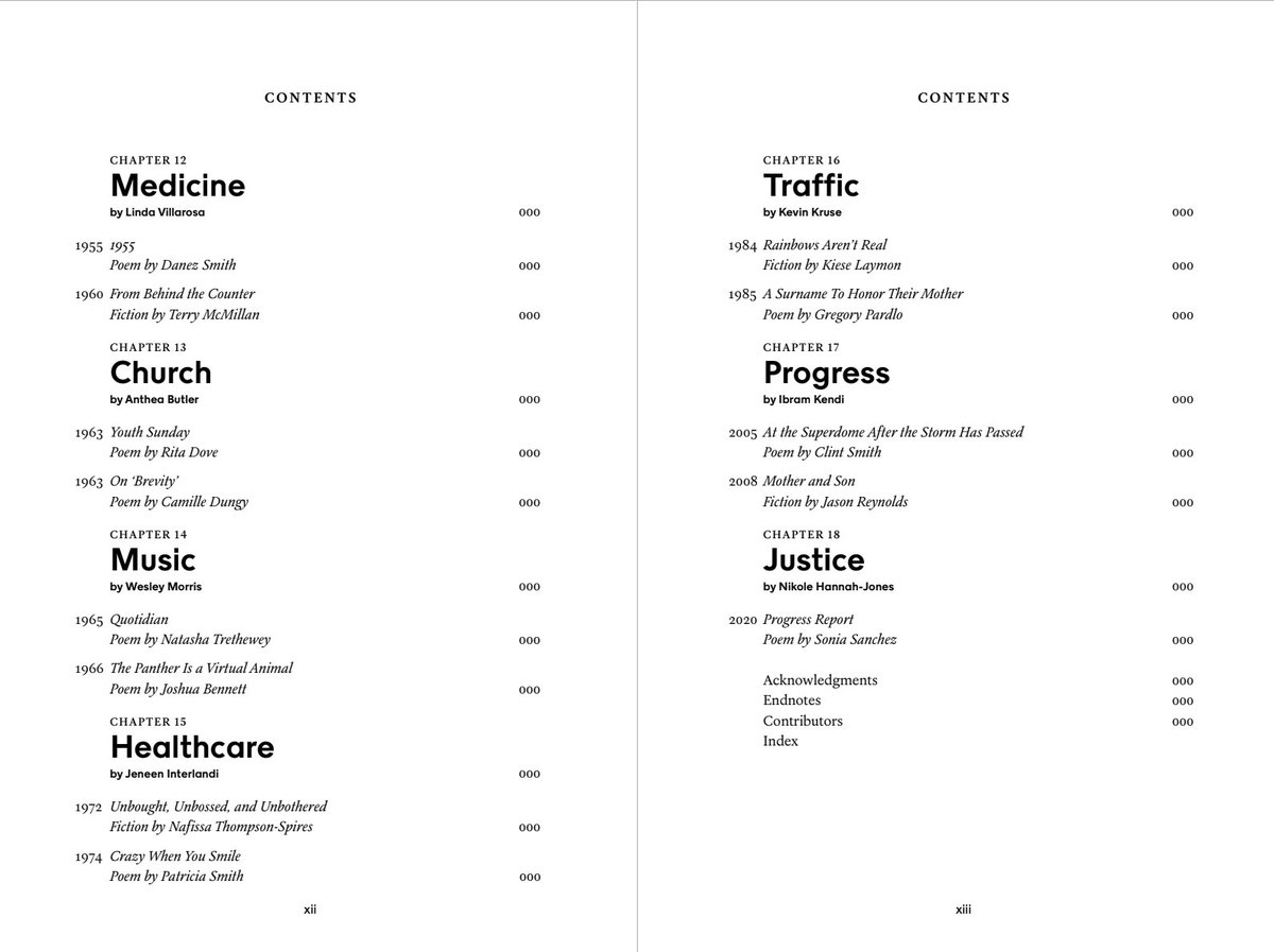 For no particular reason... .... posting the table of contents for the #1619Project book. A lot of unintimidated historians here.