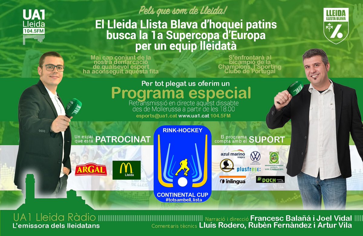 #ContinentalCup | 

📅 Dissabte, 18
🕛 19.00h
📍 Mollerussa
📻 <a href="/Ua1FM/">UA1 Lleida Ràdio</a>

#LLB⚪🔵 #70anys 1951-2021