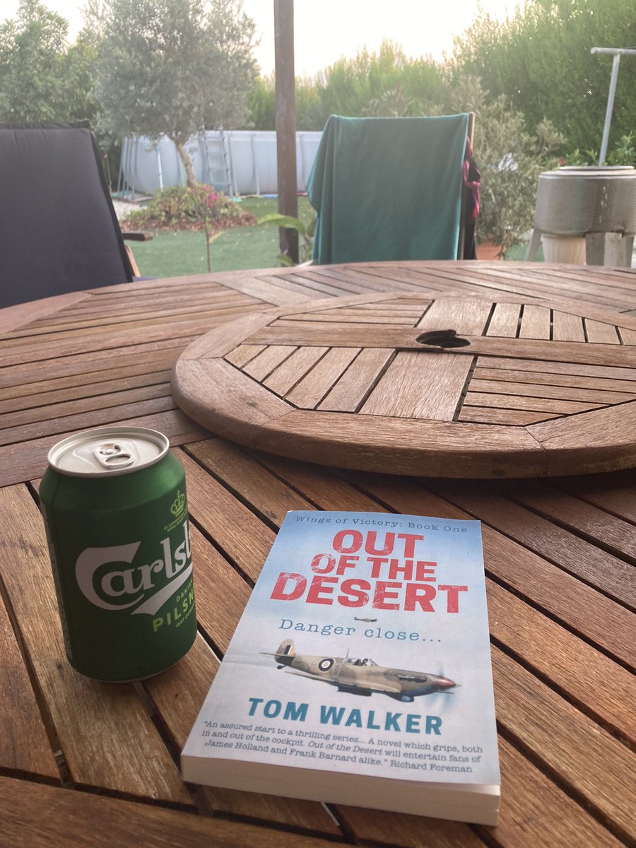 jonah_one's tweet photo. Time for a little bit of early evening reading as the Cyprus sun sets…..the first page already has me hooked! #outofthedesert @Tom_Walker_RAF https://t.co/y1quSShIYE