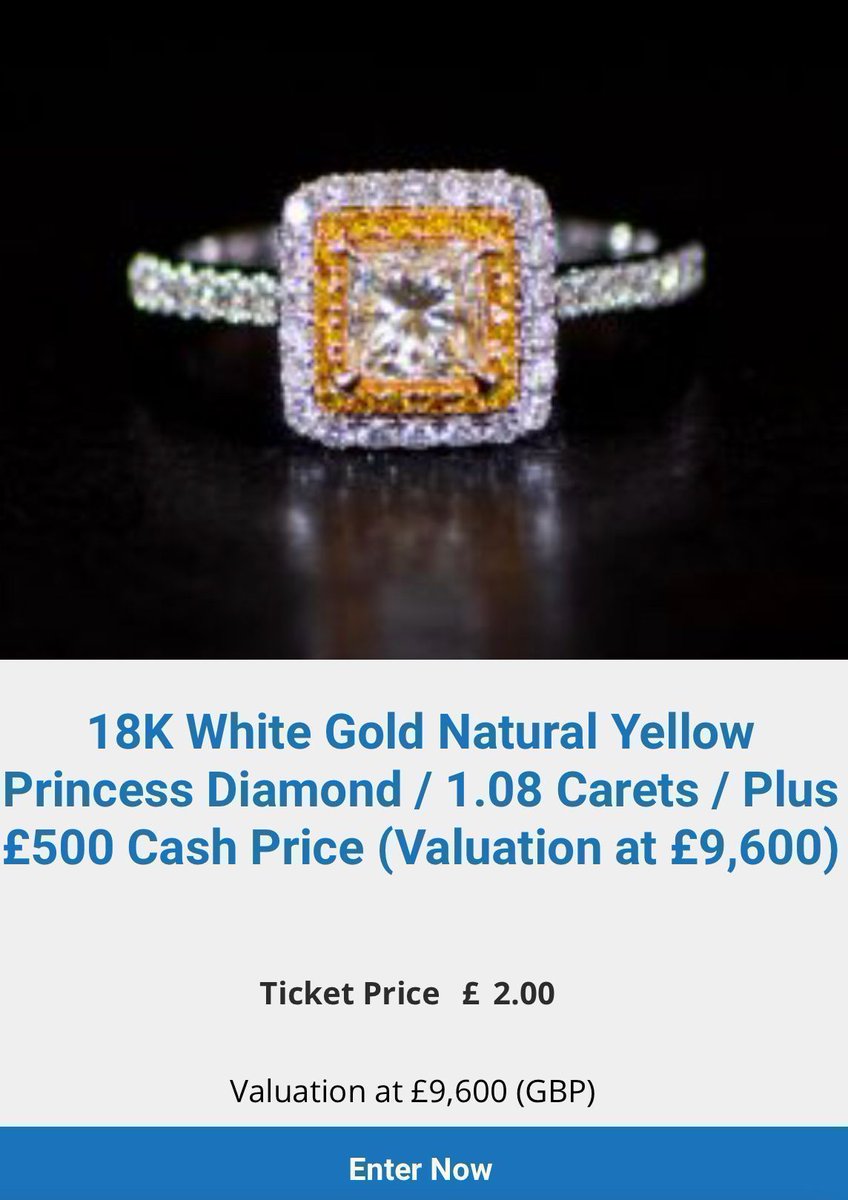 diamondscomp's tweet photo. 🙏#Competition to #win an 18 carat #whitegoldring with #natural yellow #princessdiamonds + cash worth £9.6k for ticket prices starting at just £1 via - https://t.co/834936tI8a 💎💎

#DiamondRing #DiamondCompetitions #WinDiamondRings #Competition #WinDiamonds https://t.co/qncInnwWYd