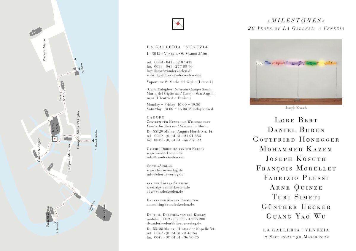 Opening Tomorrow at La Galleria Dorothea van der Koelen Venezia. More info: bit.ly/3tNR84g