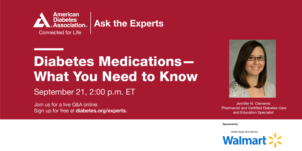 There are lots of different medications to help you manage your #diabetes and related conditions. Get tips to help you stay on track with your medications at next week's Ask the Experts event. RSVP today at: tinyurl.com/921webinar