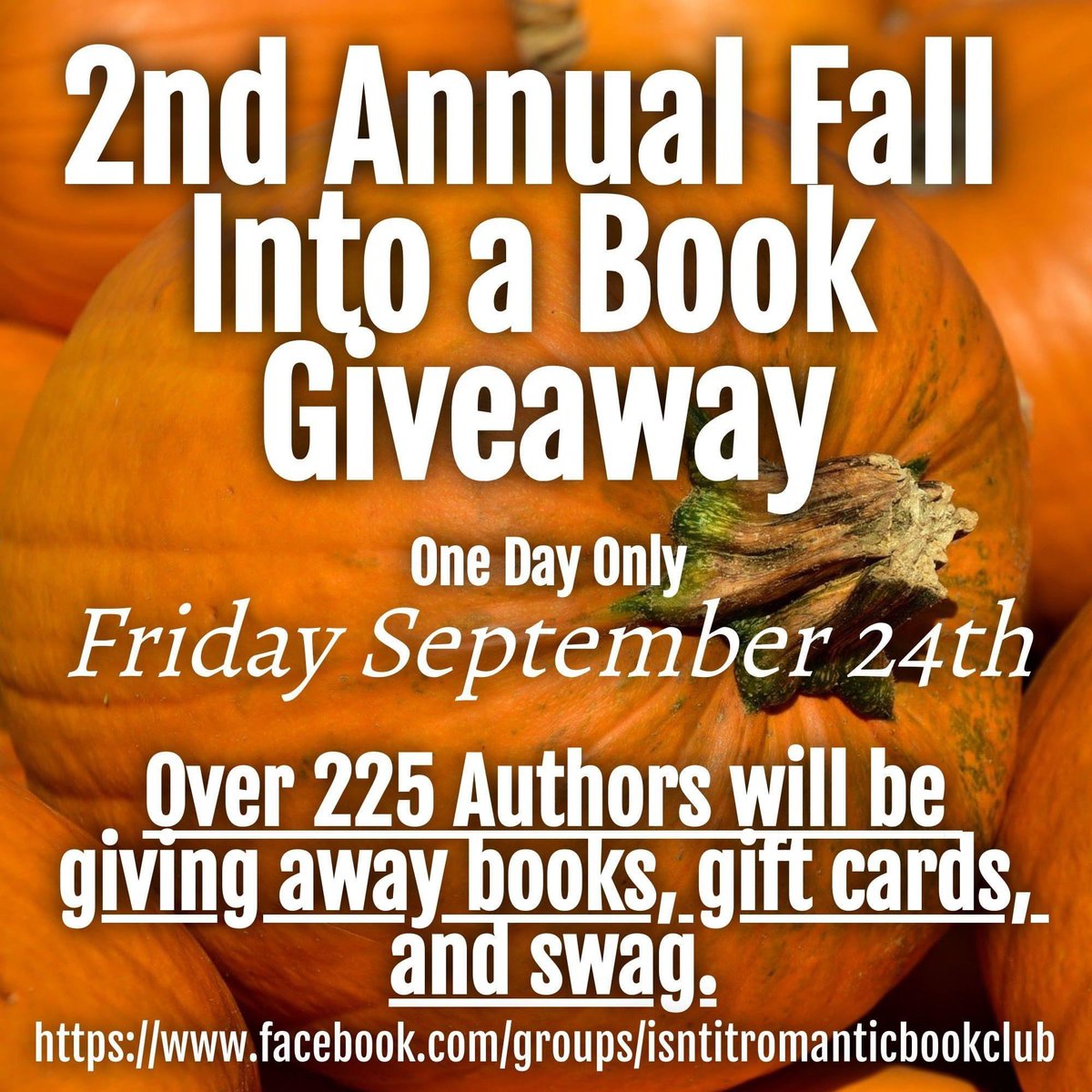 8 days! 

I’ll be doing a #giveaway with 225 fabulous authors! Join us!

facebook.com/groups/isntitr…

#nevertoomanybooks📚 #jointhefun #winnerwinnerchickendinner #giveaways #fallfun🍁 #booksbooksbooks #authorsgalore #somethingforeveryone