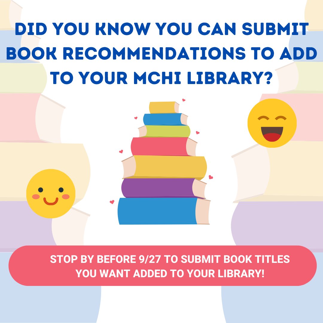 LibraryMchi's tweet image. McHi students, did you know you can submit book recommendations to add to your McHi Library? Submit a book request with a librarian today! Stop by before 9/27 to submit your request. #mcallenisdlib #librariesareawesome #mchibulldogs @McHiPride