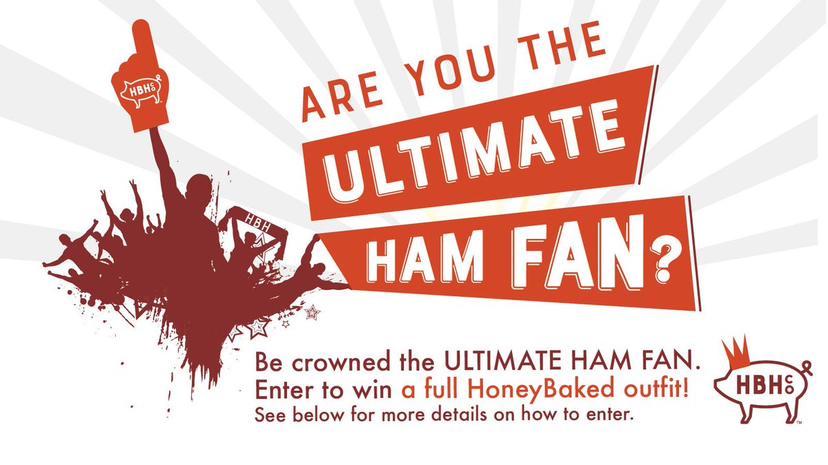 HoneyBakedHam's tweet photo. Are you the World's Biggest Fan of the World's Best Ham? Tell us how much you love #HoneyBaked at https://t.co/shvKXLioNp and you could end up decked out in #HBHCo swag from head to toe! https://t.co/1pyMOntbop