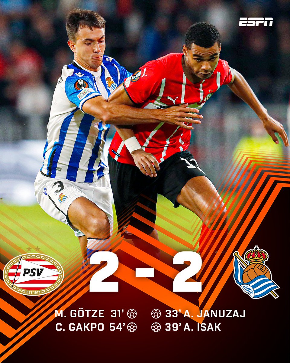 ESPNnl's tweet photo. PSV opent met een gelijkspel in een loodzware poule ⚖️
#PSVSOC https://t.co/Pdr50I9Dlk