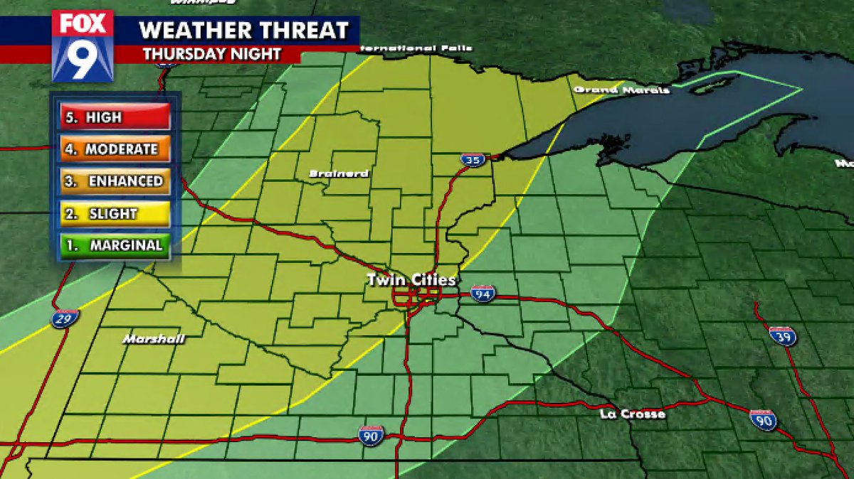 McDermedFox9's tweet image. First: It's really windy. Like wowza.
Second: Watching for the chance of thunderstorms this evening into Friday morning. Slight Risk for areas in yellow.
Third: This upcoming weekend will feel like summer. #summerisback 

Stay sky aware! @FOX9