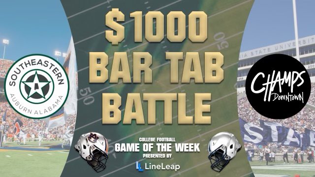 ChampsPennState's tweet photo. #Whiteout matchup vs our good friends at @SoutheasternBar this week!!!  Winner gets $1000 bar tab the following Friday afternoon!!!
We welcome in any Auburn faithful this weekend and will be serving South’s Lemonades 🍋 out of @SoutheasternBar cups!!!! https://t.co/4k5exHiloT