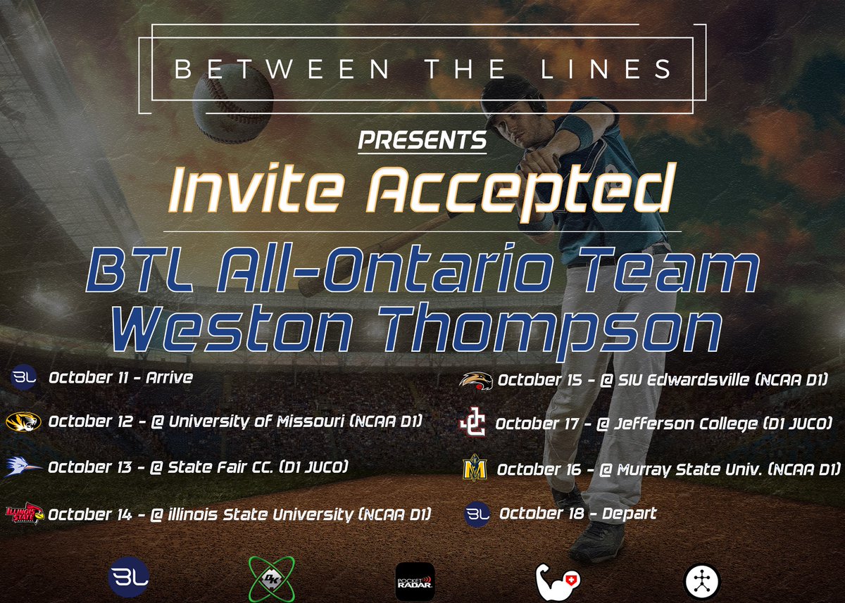 Congratulations to <a href="/WestonThompso17/">Weston Thompson</a>  on accepting his invite to participate on the <a href="/BTLOntario/">Between The Lines Ontario</a> team in October!

betweenthelines.pro/allontario/exp…