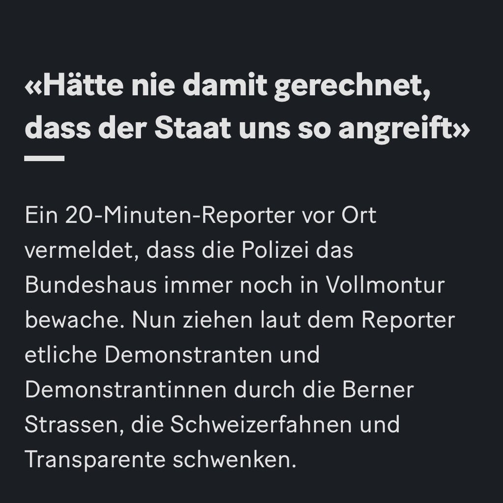 Heute Abend in #Bern: «Strassen, die Schweizerfahnen und Transparente schwenken» - Ich war nicht dabei, versuche aber gerade, mir das bildlich vorzustellen… 🤔