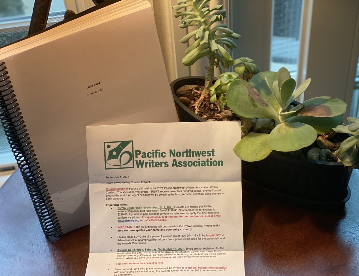 Markleys's tweet image. Excited to announce I’m a finalist in the Pacific Northwest Writers Association Contest! 

I’ll be attending their virtual conference in anticipation for the award show. Good luck to all the other contestants - I’ll be up way past my bedtime for the announcement Saturday night!