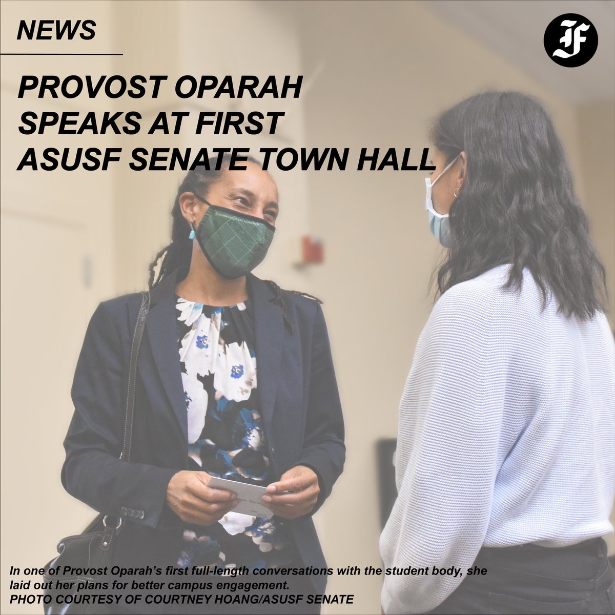 In the first ASUSF town hall of the semester,  Provost Oparah addresses the student body, with her plans for stronger campus engagement. Read more on sffoghorn.com
