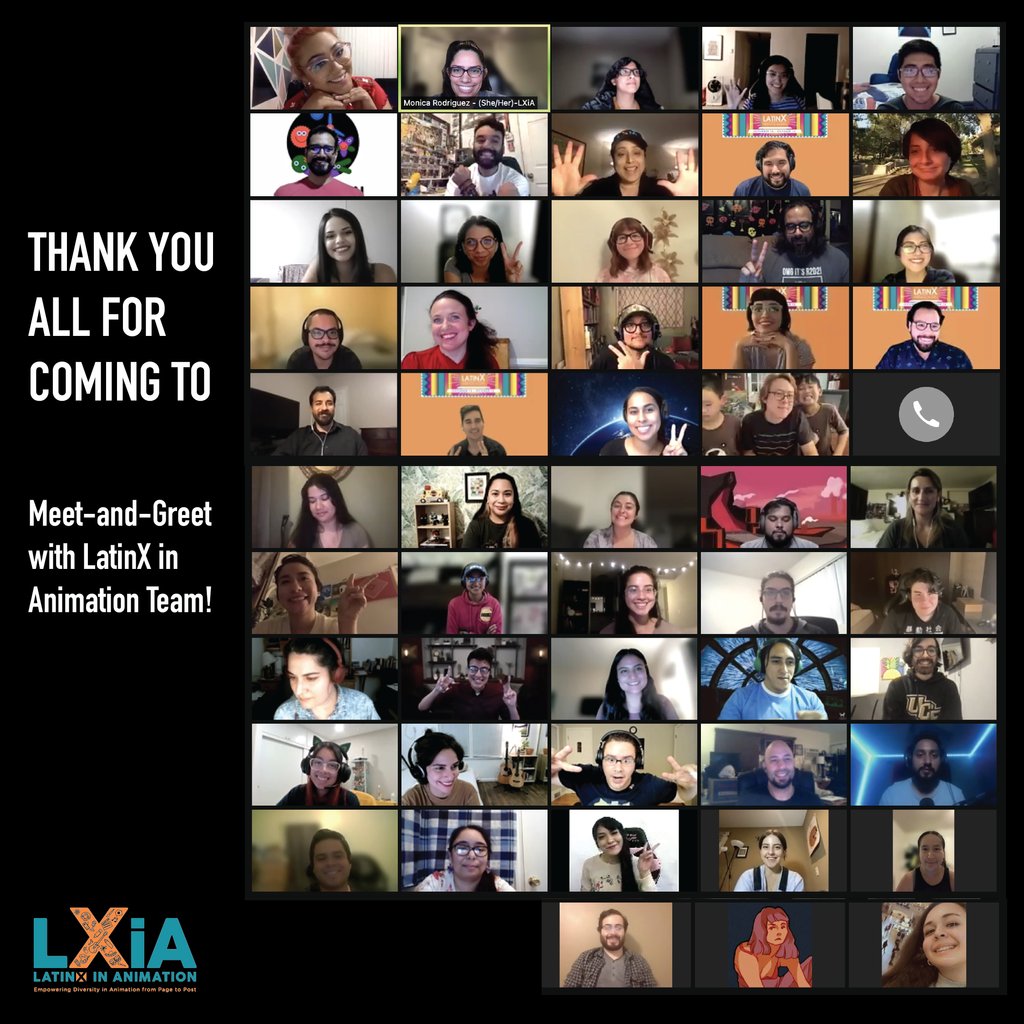latinxinanim's tweet photo. Thank you to everyone for joining our #LatinxHeritageMonth with a special Meet-and-Greet with the LatinX in Animation Team! Hope to see everyone at future LXiA events!  #latinxinanimation https://t.co/RWrYUh35pk