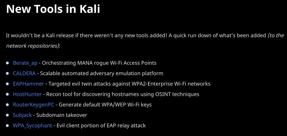 Awesome! My two tools berate_ap and wpa_supplicant have made it into Kali :D!
kali.org/blog/kali-linu…

My writeup from 2019 for some context:
sensepost.com/blog/2019/peap…