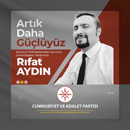 Ekonomi politikalarından sorumlu genel başkan yardımcısı Rıfat AYDIN  ile, artık daha güçlüyüz!
Kendisine yeni görevinde başarılar diler, hayırlara vesile olmasını temenni ederim...

#cumhuriyetvedaletpartisi #atama #mali #gündem #haber #sondakika #idariisler #şehir #genelmerkezi