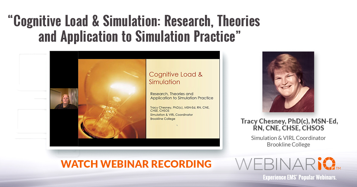New On-Demand #Webinar 'Cognitive Load & Simulation: Research, Theories and Application to Simulation Practice' 

Don’t miss this opportunity to understand the current state of research in cognitive load associated with #simulation

Webinar: bit.ly/3EoBWzq
#hcsimweek21