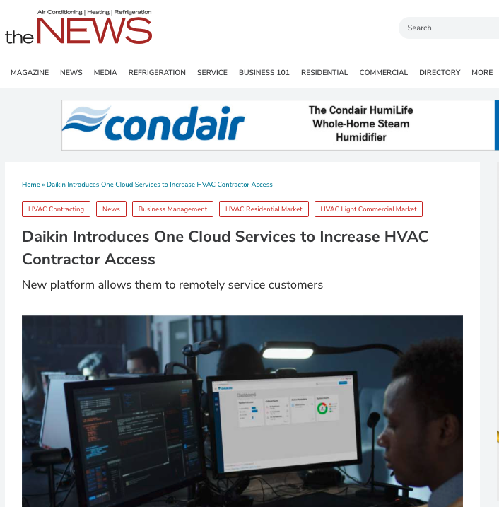 Great article from TheNews telling you about the things to come from the new Daikin One Cloud Services

But you should know that you can get some of these features today without replacing your existing HVAC system. Checkout Hibersense.com

ow.ly/ay7450GbjfT