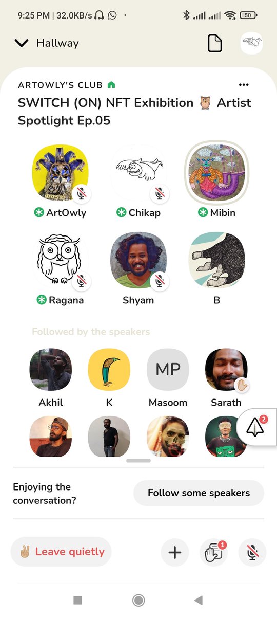 Thanks, everyone for joining in for the artist spotlight as part of SWITCH(ON) Exhibition Ep.05 hosted by ArtOwly.🦉

Thank you, Mibin for sharing your story with us. 
<a href="/Mibin59524911/">Mibin</a>

#hoothoot  #SWITCH_ON
#ArtOwly #NFT #NFTCommunity